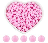 SOFPLATE 1000Pcs Pink Round Bead 6mm Smooth Beads Bulk Acrylic Small Opaque Hot Pink Loose Bead Jewellery Plastic Ball Spacer Beads for Jewellery Making Bracelets Necklaces Earrings Supplies DIY Craft