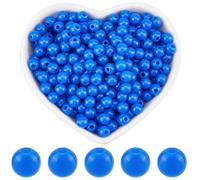SOFPLATE 1000Pcs Smooth Round Blue Bead 6mm Acrylic Opaque Beads Bulk Small Plastic Spacers Loose Ball Findings for Jewellery Making Bracelets Necklaces Earrings Supplies DIY Craft Beginner