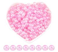 SOFPLATE 1000Pcs Transparent Pink Beads 6mm Ball Bead Acrylic Small Smooth Round AB Color Pearl Pink Loose Spacer Beads for Jewellery Making Bracelets Necklaces Earrings Supplies DIY Crafts Beginners