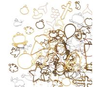 SOFPLATE 100G Open Back Bezel Charms Hollow Frame Charms Bulk Metal Alloy Random Mixed Colorful Tibetan Assorted Shapes Resin Bezels Pendants for Jewelry Making Necklace Earrings DIY Craft Supplies