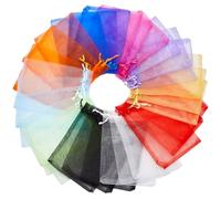 SOFPLATE 100pcs 10 Colors 18x13cm Small Mesh Drawstring Bag Organza Gift Bags Sky Blue Light Green Black Jewellery Organizers Wrapping Bag Bulk for Wedding Party Favor Thanksgiving Gifts