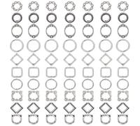 SOFPLATE 100Pcs 10 Styles Bead Frame Rings Metal Frame Beads Double Hole Tibetan Silver Tiger Rhombus Donut Square Flower Alloy Connector Bead Frames for Jewelry Making Beading Supplies DIY Crafts