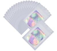 SOFPLATE 100Pcs 3 x 4 Small Gift Ziplock Bag Holographic Bags Bulk Resealable Smell Proof Bag with Clear Window Plastic Ziplock Packaging Pouches for Small Business Card Lash Jewellery Sample Storage