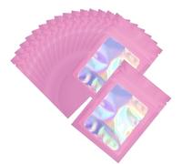 SOFPLATE 100Pcs 3 x 4 Ziplock Foil Bags Holographic Small Gift Bag Bulk Resealable Smell Proof Plastic Iridescent Sample Packing Zip Pouch for Party Favor Food Cookies Jewelry Snack Storage Packaging
