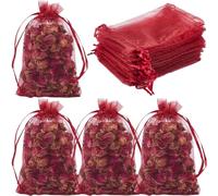 SOFPLATE 100Pcs 4 x 6 Inch Dark Red Organza Bags Drawstring Organza Pouches Large Transparent Soft Portable Sachet Storage Jewelry Gift Pouch Bag for Wedding Favor Party Gift Soaps Art Travel Storage