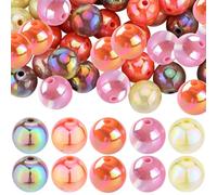 SOFPLATE 100Pcs 5 Colors 16mm Acrylic Beads Bulk Thanksgiving Beads Bubblegum Chunk Beadable Pens Opaque AB Color Fall Bead for jewellery Making Beading Supplies DIY Earrings Bracelets Necklaces