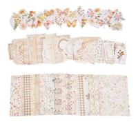 SOFPLATE 100Pcs 50 Style Scrapbook Background Paper Scrapbook Journal Stickers Collage Vintage Flower Animal Pattern Orange Aesthetic Vintage Decorative Pad Sheets Set for Journaling Album Craft Decor