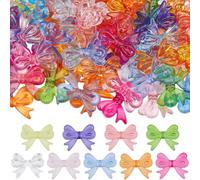 SOFPLATE 100Pcs Acrylic Bow Beads Bowknot Bead Bulk Colorful Pink Blue Green Opaque Butterfly Bows Bowknots Shaped Mini Loose Spacer Bead for Jewellery Making Bracelet Necklace DIY Crafts Accessories