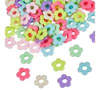 SOFPLATE 100Pcs Acrylic Flower Beads Hollow Flower Shaped Bead Spacers Opaque Colorful Mixed Candy Color Floral Loose Bead for Jewelry Making Rainbow Bracelets Necklaces Earrings Supplies DIY Crafting