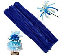 SOFPLATE 100Pcs Blue Thick Pipe Cleaners Craft Chenille Stems 12 Inch x 6mm Plush Fuzzy Soft Art Creative Sticks Pipecleaners for DIY Making Flower Plant Projects Crafts Decor Findings Accessories