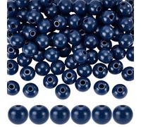 SOFPLATE 100Pcs Blue Wood Beads 16mm Wooden Bead Round Natural Wood Farmhouse Rustic Smooth Loose Spacers for Garland Tassels Jewellery Bracelet Necklace Making Christmas Holiday Wall Hanging Decor