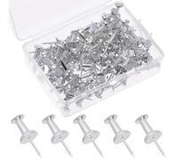 SOFPLATE 100Pcs Bulletin Push Pins Plastic Thumb Tacks Silver Small Jumbo Giant Head Portable Durable Pushpins Tools Findings Accessories for DIY Cork Bulletin Boards Photo Maps Drawing Wall Office