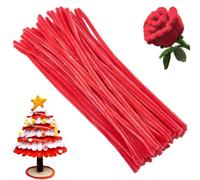SOFPLATE 100Pcs Chenille Pipe Cleaners Red Pipe Cleaners Stems Bulk Fuzzy Sticks Reusable Solid Color Chenille Stems for DIY Arts Crafts Flower Home Decoration Supplies Creative Projects Christmas