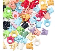 SOFPLATE 100Pcs Crown Bead Spacer 3D Acrylic Beads Bulk Random Mixed Colorful King Queen Princess Crowns Focal Loose Spacers with Large Hole for Jewelry Making Bracelets Pens Keychains DIY Crafts