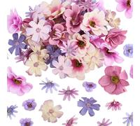 SOFPLATE 100Pcs Faux Flower Heads Bulk Small Artificial Floral Cloth Fabric Purple Mini Decorative Flowers Blossom Heads Daisy Peony Flower Decor for Wedding Birthday Party Wreath Home DIY Crafts