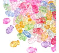 SOFPLATE 100Pcs Fish Shaped Beads Fish Ocean Beads Small Transparent Colorful Acrylic Summer Assorted Sea Fishes Animal Loose Spacer Bead for Jewellery Making Necklaces Bracelets Supplies DIY Crafts