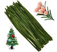 SOFPLATE 100Pcs Green Pipe Cleaners Craft Chenille Stems Bulk 12 Inch x 6mm Thick Soft Fuzzy Plush Creative Art Sticks Pipecleaners for DIY Making Flower Plant Projects Craft Decorations Accessories