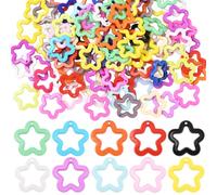 SOFPLATE 100Pcs Hollow Star Charms Acrylic Charms Stars Colorful Opaque Assorted Small Flower Hanging Dangle Pendants Findings Accessories for Jewelry Making Bracelets Necklaces Earrings DIY Crafts