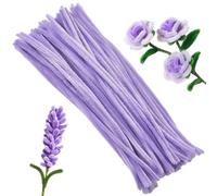 SOFPLATE 100Pcs Light Purple Pipe Cleaners Pipe Cleaners Stems Bulk Reusable Pastel Color Thick Fuzzy Sticker Chenille Stems for Flowers DIY Craft Supplies Art Projects Decorations Gifts Beginner