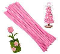 SOFPLATE 100Pcs Pink Chenille Stems Craft Pipe Cleaners 12 Inch x 6mm Fuzzy Plush Thick Soft Art Creative Pipecleaners Sticks for DIY Making Flower Plant Projects Crafts Decor Findings Accessories
