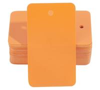 SOFPLATE 100Pcs Reusable Blank Plastic Tags Waterproof Plastic Tags Bulk PVC Orange Rectangle 4 x 7cm Writable Hanging Sign Storage Labels for Keys Luggage Logistic Retail Inventory Labeling School