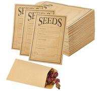 SOFPLATE 100Pcs Seed Saving Envelopes Paper Seed Packets Rectangle 4.72 x 3.15 Inch Burlywood Self Adhesive Kraft Paper Empty Sealing Packets for DIY Storage Vegetable Flower Plant Saving Organizer