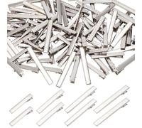 SOFPLATE 100Pcs Silver Hair Alligator Clips Duck Bill Clips Bulk Metal 45/55/65/75mm Blank Iron Small Single Prong Bow Hairdressing Hairpins Barrettes for Short Long Hairstyle DIY Making Accessories