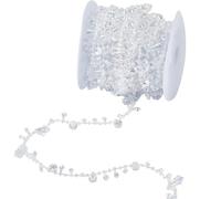 SOFPLATE 10M/32.8 Feet Clear Christmas Bead Garland Plastic Crystal Strands with Spool Clear AB Diamond Teardrop Small Sewing Beads Trims for Home Christmas Tree Wedding Party Wall DIY Decoration