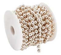 SOFPLATE 10M/32.8 Feet Plastic Pearl Garland Craft String Pearls with Spool Misty Rose Round 8mm Centerpieces Tree ABS Imitation Pearl Bead Strand for Home Outdoor Christmas Tree Wedding Party Decor