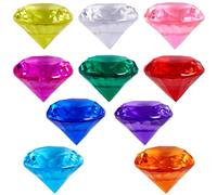 SOFPLATE 10Pcs 10 Colors Colorful Plastic Diamonds Large Diamonds Gems Big 40mm Faceted Transparent Crystals Treasure Jewels Pirate Cabochons for Vase Filler Swimming Training Gift Party Favors Decor