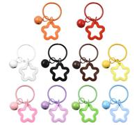 SOFPLATE 10Pcs 10 Colors Star Acrylic Keychain Bell Charms Key Chains Assorted Colorful Stars Spray Printed Alloy Clasps Pendants Keychains Accessories for Car Keys Purse Lanyards Dog Collar DIY Craft