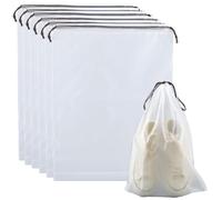 SOFPLATE 10Pcs 15.8 x 11.8 inch Clear Plastic Drawstring Bags Bulk Shoe Storage Pouch Portable Waterproof PE Frosted Travel Shoe Bag with Drawstring Rope Cosmetic Toiletry Organizers for Packing Home