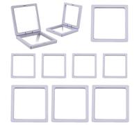 SOFPLATE 10Pcs 2 Sizes 3D Floating Frame White Clear Floating Display Case Transparent PE Display Holder Stand Suspension Frame Jewellery Storage Box for Challenge Badges Collectors AA Medallions