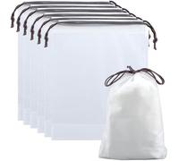 SOFPLATE 10Pcs 7.9 x 6.3 inch Transparent Shoe Bags Clear Plastic Shoe Bag Portable Waterproof PE Frosted Drawstring Pouch with Rope Cosmetic Toiletry Storage Organizers for Packing Travel Men Women