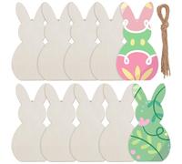 SOFPLATE 10Pcs 7 x 3.5 Inch Wooden Rabbit Cutouts Unfinished Wood Easter Animal Shaped Slices Blank Wood Embellishment for DIY Arts Project Crafts Painting Home Party Favor Decoration Holiday Supplies