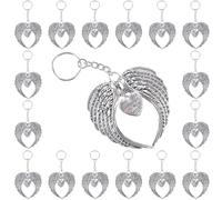 SOFPLATE 10Pcs Angel Keychains Bulk Guardian Angel Charm Keychain Key Ring Antique Silver Vintage Angel Wings Big Size Memorial Keychain for jewellery Making Supplies DIY Craft Backpacks Car Art Weddi