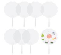 SOFPLATE 10Pcs Blank Plastic Fans Blank Hand Held Fans Flat PVC Clear Transparent Summer Flower Shaped Chinese Style Printable Decorative Fan for Dancing Performance Wedding Party DIY Craft Decoration