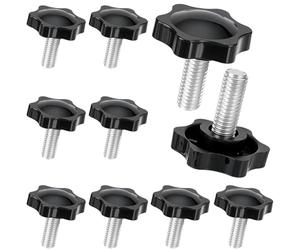 SOFPLATE 10Pcs M8 x 30mm Thread Star Knobs Thumb Screw Knobs with Bolts Plastic Hex Shaped Nut Clamping Male Handle Hand Tightening Screw for Lawn Mower Umbrella Base Woodworking Tools Jigs Clamps