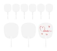 SOFPLATE 10Pcs Plastic Hand Fan DIY Blank Hand Fans Bulk PVC Flat Oval Summer Clear Transparent Chinese Style Printable Decorative Handheld Fan for Dancing Performance Wedding Party DIY Craft Decor