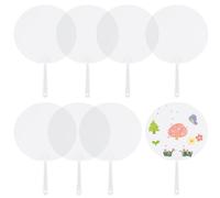 SOFPLATE 10Pcs Plastic Round Hand Fan Blank Hand Fans Bulk Flat Round PVC Clear Summer Transparent Chinese Style Handheld Decorative Printable Fans for Dancing Performance Wedding DIY Craft Decoration