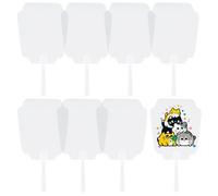 SOFPLATE 10Pcs PVC Hand Fan Paddle Fans Handheld Clear Plastic Blank Pocket Flowerpot Shaped Summer Transparent Chinese Styles Printable with Handle for Painting Dancing Performance Craft Decoration