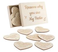 SOFPLATE 10Pcs Unfinished Plywood 1Pc Wooden Decorative Box Small Natural unpainted Wood Heart 10 Reasons Why You Are My Bestie Word Appreciation Gifts for Women DIY Crafts Painting Ornament Decor
