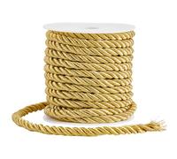 SOFPLATE 11 Yards/10M 9mm Twisted Cord Gold Decorative Rope Thick Polyester 3-Ply Silk Twine String Twist Graduation Honor Cords Braided Cording for Home Decor Costume Bag Upholstery Curtain Tieback