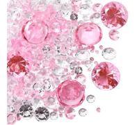 SOFPLATE 1100Pcs Diamond Table Scatter Crystals Pink Diamond Confetti Crystal Clear Wedding Acrylic Rhinestone Vase Filler Beads for Table Wedding Decorations Bridal Shower Decor 3MM 6MM 7MM 10MM 20MM