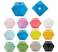 SOFPLATE 12 Colors 36Pcs Hexagon Beads 20MM Wooden Geometric Beads Bulk Loose Natural Smooth Large Hole Assorted Color Spacers for Jewellery Making Findings Bracelets Necklace Keychains DIY Crafts