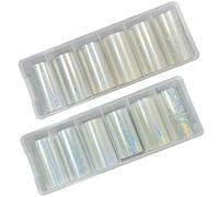 SOFPLATE 12 Rolls 30.98 x 1.57 Inch Nail Art Foil Transfer Rolls Nail Foil Paper Aurora Iridescent Rainbow Colorful Clear Floral Holographic PET Plastic Decals Rolls for Manicure Art DIY Making Decor