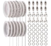 SOFPLATE 12 Rolls Stainless Steel Jewelry Chain Roll 105Ft/32m Cable Link Necklace Chains with 200Pcs Jump Rings 30Pcs Lobster Clasps 10Pcs Connectors for Jewelry Making DIY Necklace Bracelet Crafts