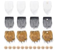 SOFPLATE 12 Sets 3 Colors Gnomes Beard Kit Christmas Gnome Beard and Nose White Brown Grey Faux Fur Fabric Unfinished Wood Balls Decorations for DIY Crafts Party Halloween Easter Festival Ornaments