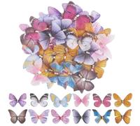 SOFPLATE 12 Styles 60Pcs 3D Fabric Butterflies Organza Butterfly Bulk 2 Layers Gauze Fairy Colorful Imitation Wings Wall Decorations for Wedding Party DIY Crafts Clothes Sewing Ornament Home Adults