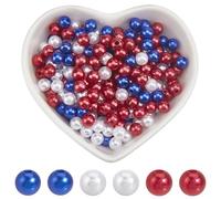 SOFPLATE 1200Pcs Independence Day Beads Patriotic Beads Bulk 6mm Small 4th of July Holiday Plastic Pearl Acrylic Round Red White Blue Beads for Jewellery Making Necklace Earring Bracelet Festive Craft